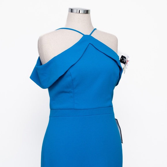 XSCAPE - Halter Neck Scuba Crepe Gown - Picture 7 of 11